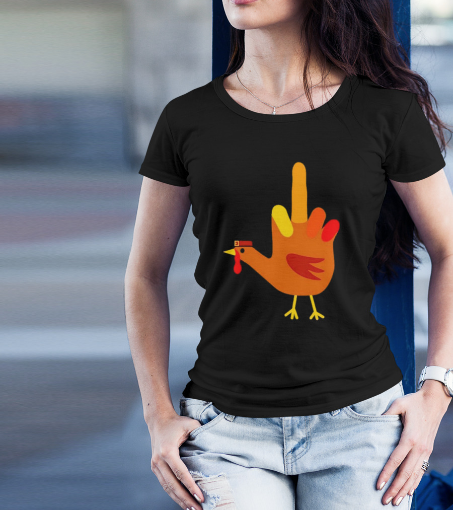 Thanksgiving Middle Finger Turkey Humor Hand Bird T-Shirt