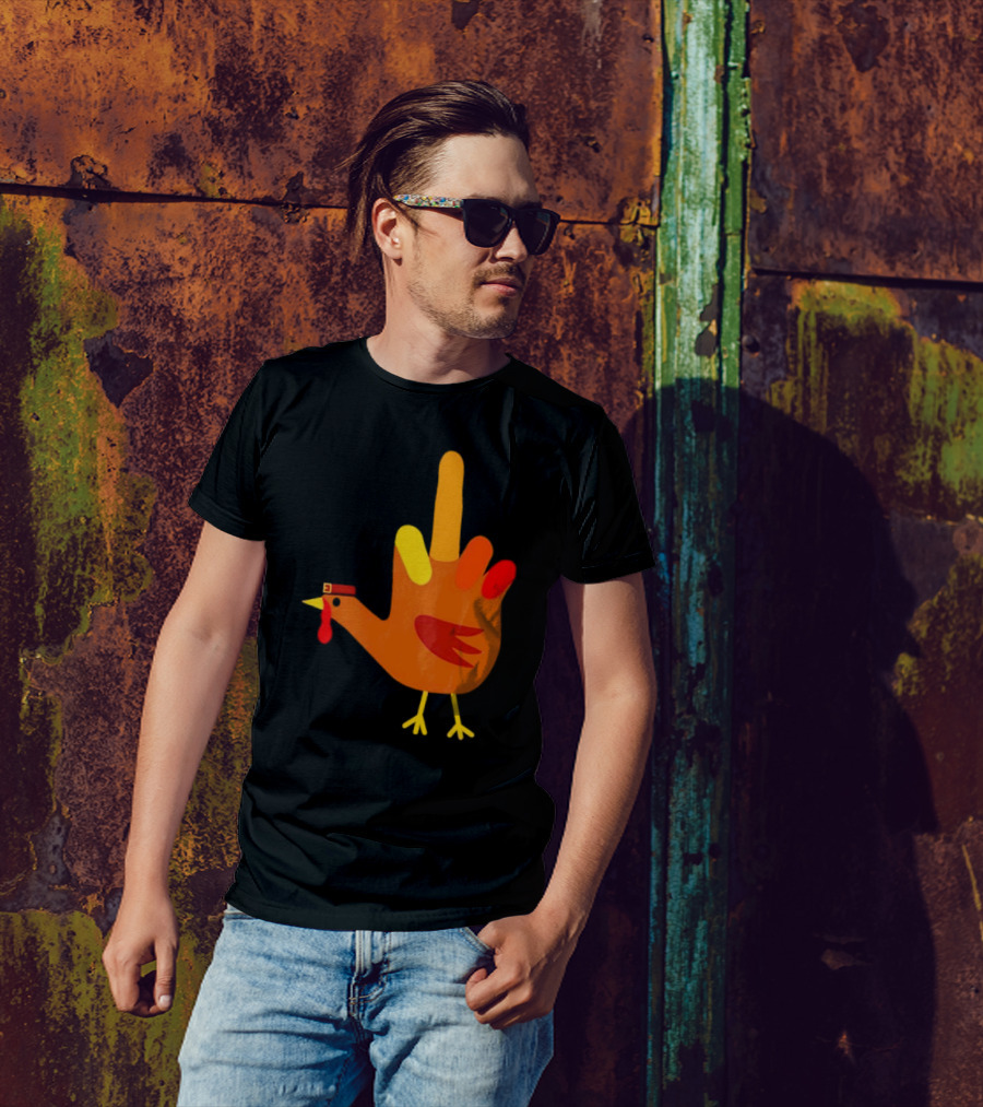 Thanksgiving Middle Finger Turkey Humor Hand Bird T-Shirt