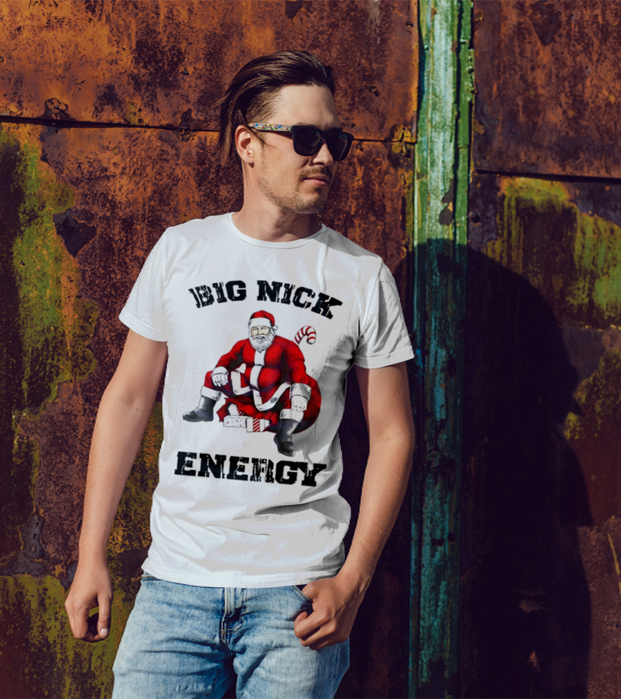 Big Nick Energy Santa Sitting Boldly In Red Suit T-Shirt