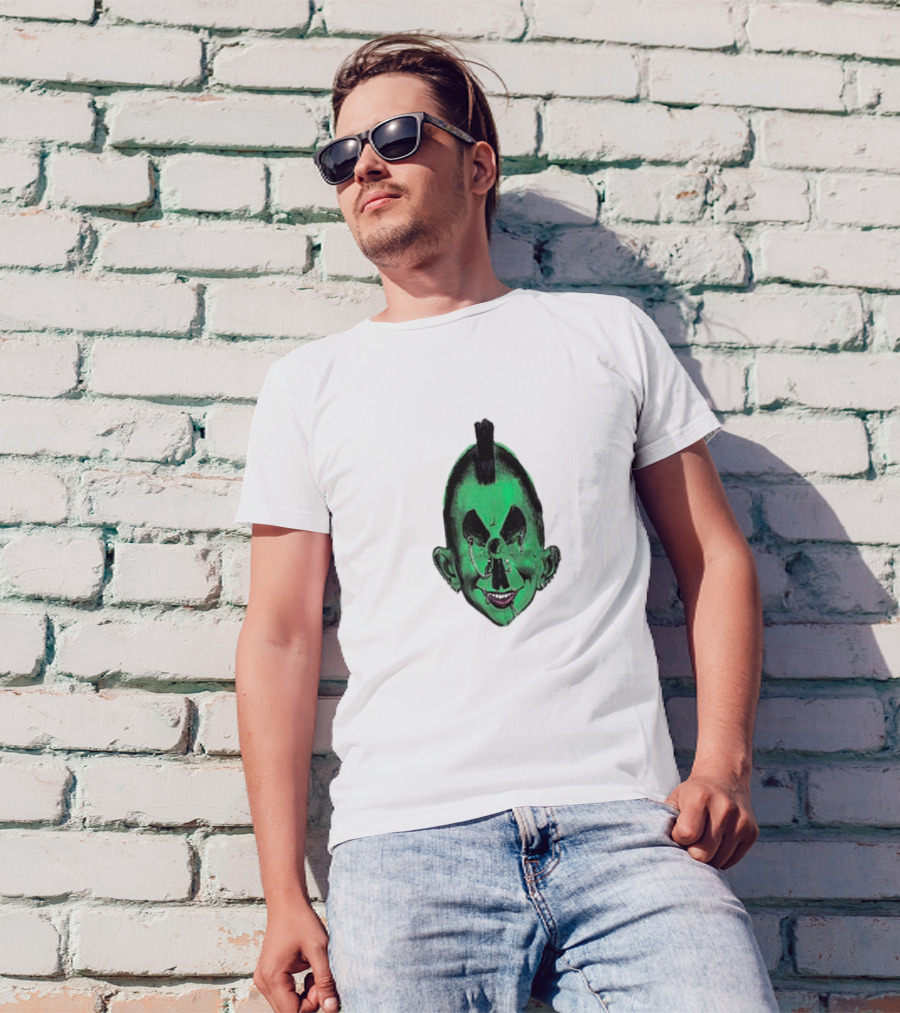 Hard Jewelry Willy Warhol Green Punk Face T-Shirt