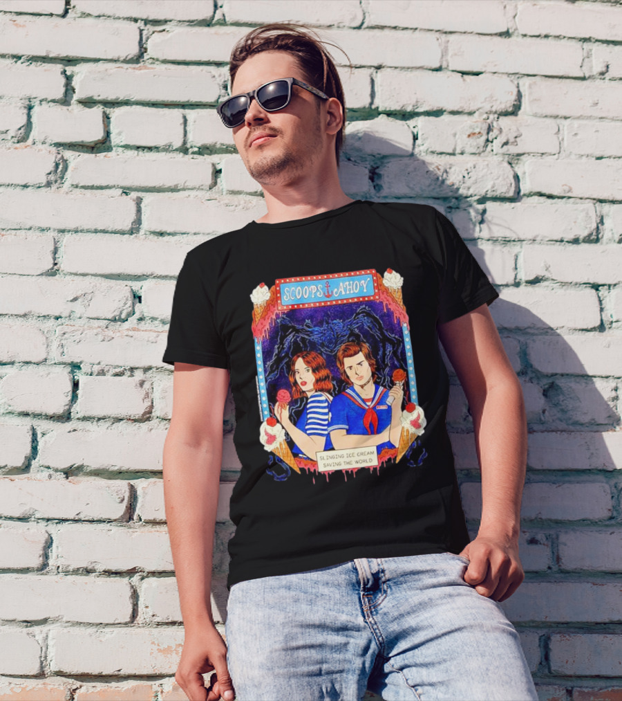 Scoops Ahoy Slinging Ice Cream Saving The World Stranger Things Duo Vintage T-Shirt