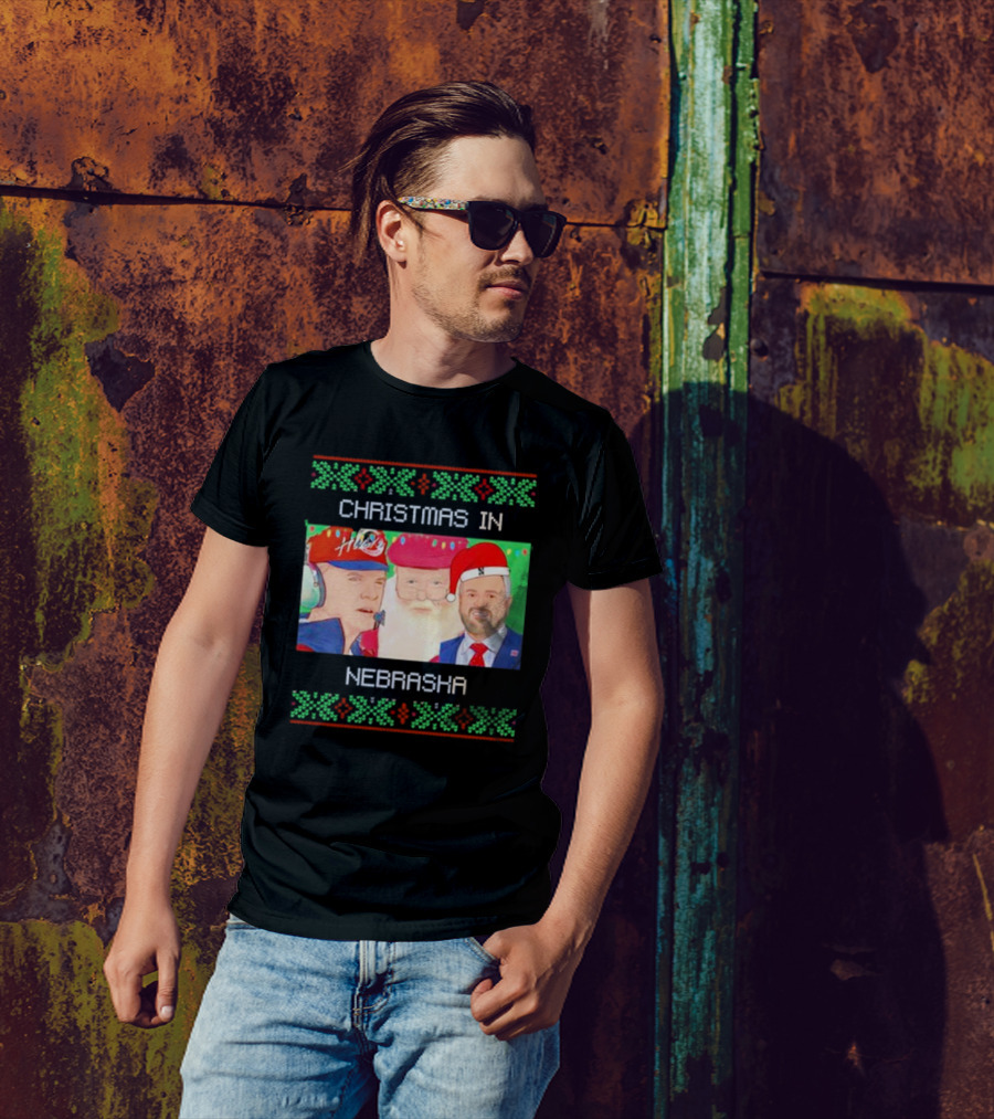 CHRISTMAS IN NEBRASKA HUSKERS SANTA COACH HOLIDAY T-Shirt