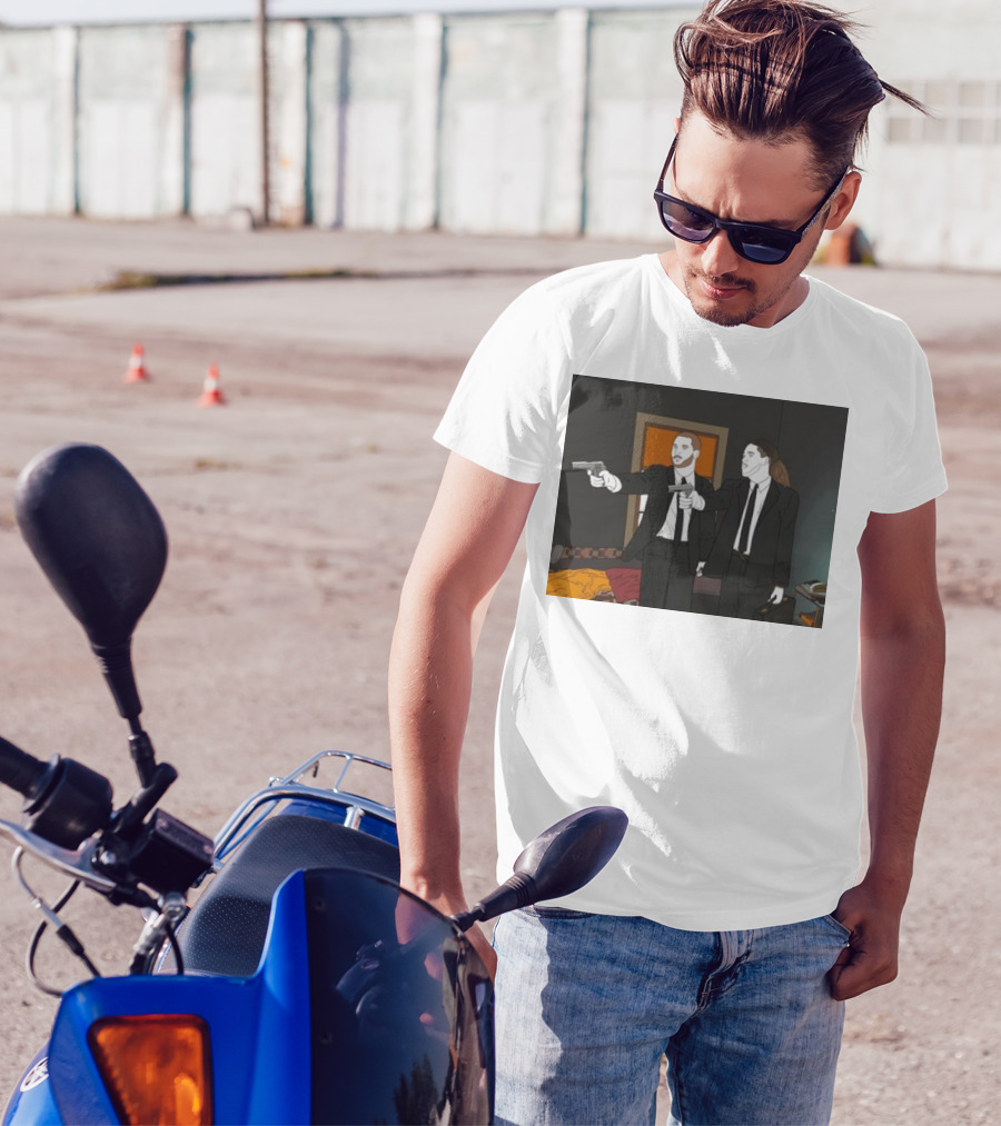 Pulp Fiction Bosa And Youn Duo With Guns Scene T-Shirt