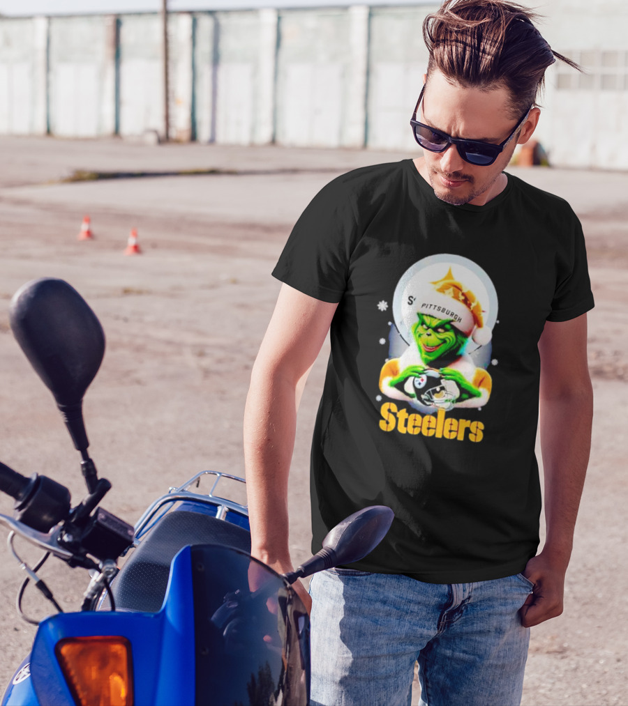 The Grinch Santa Steelers Christmas Pittsburgh Football Fan T-Shirt