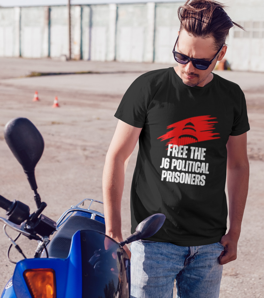 Free The J6 Political Prisoners Capitol Building Red Brushstroke T-Shirt