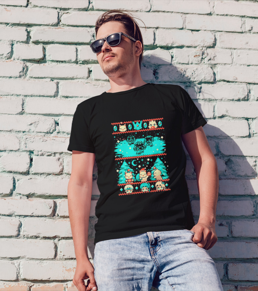 Esper Of Christmas 8-Bit Holiday Pixel Art With Festive Characters T-Shirt