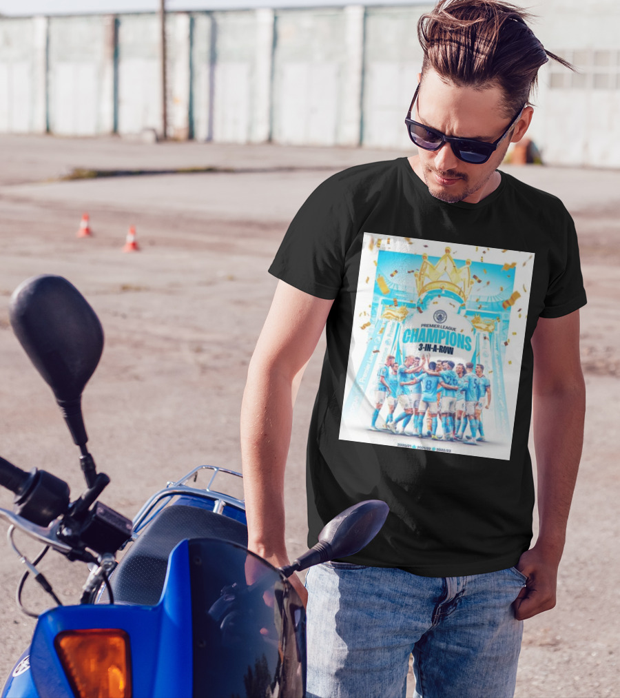 Premier League Champions 3 In A Row Manchester City 2020/21 2021/22 2022/23 T-Shirt