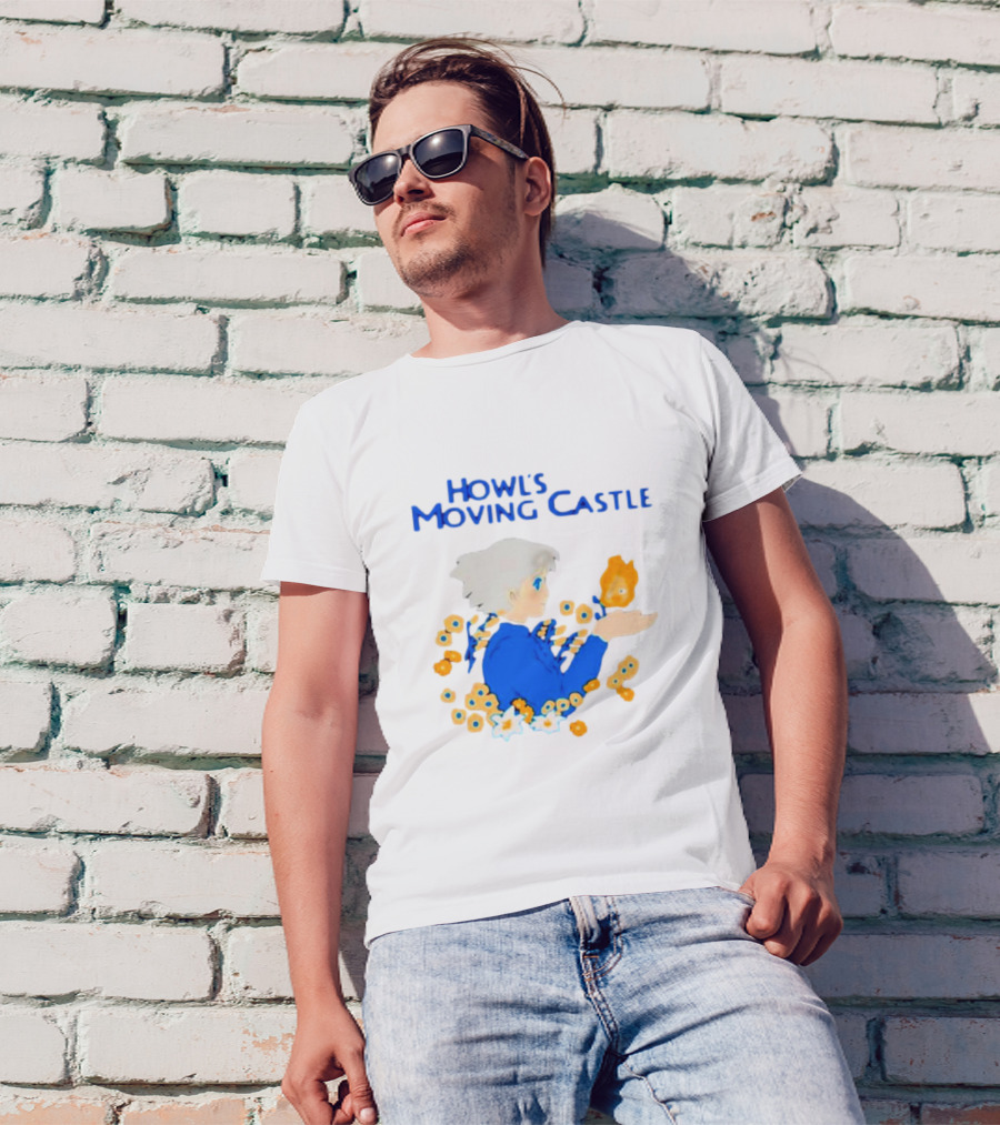 Howl’s Moving Castle Howl With Calcifer And Flowers T-Shirt