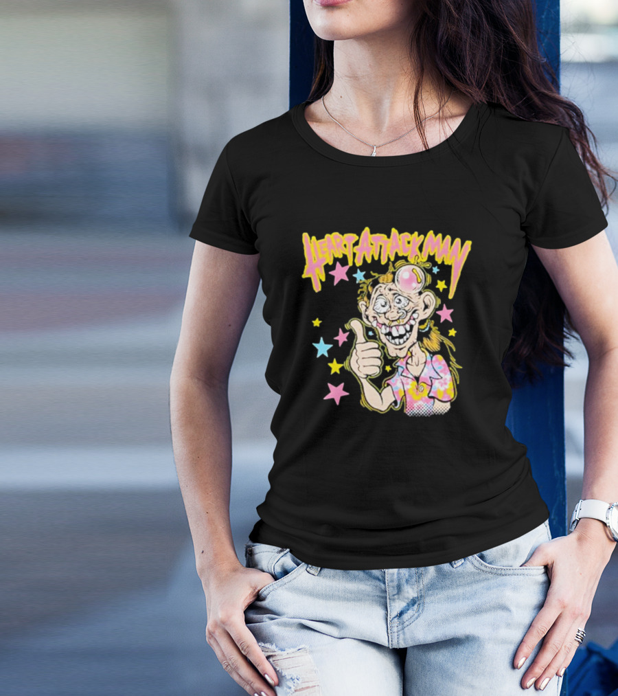 Heart Attack Man Freak Of Nature Cartoon Character With Stars And Thumbs Up T-Shirt