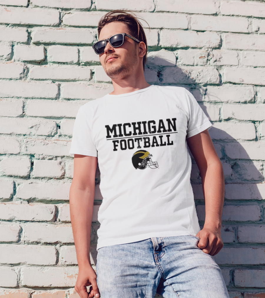 Mden Michigan Football Helmet T-Shirt