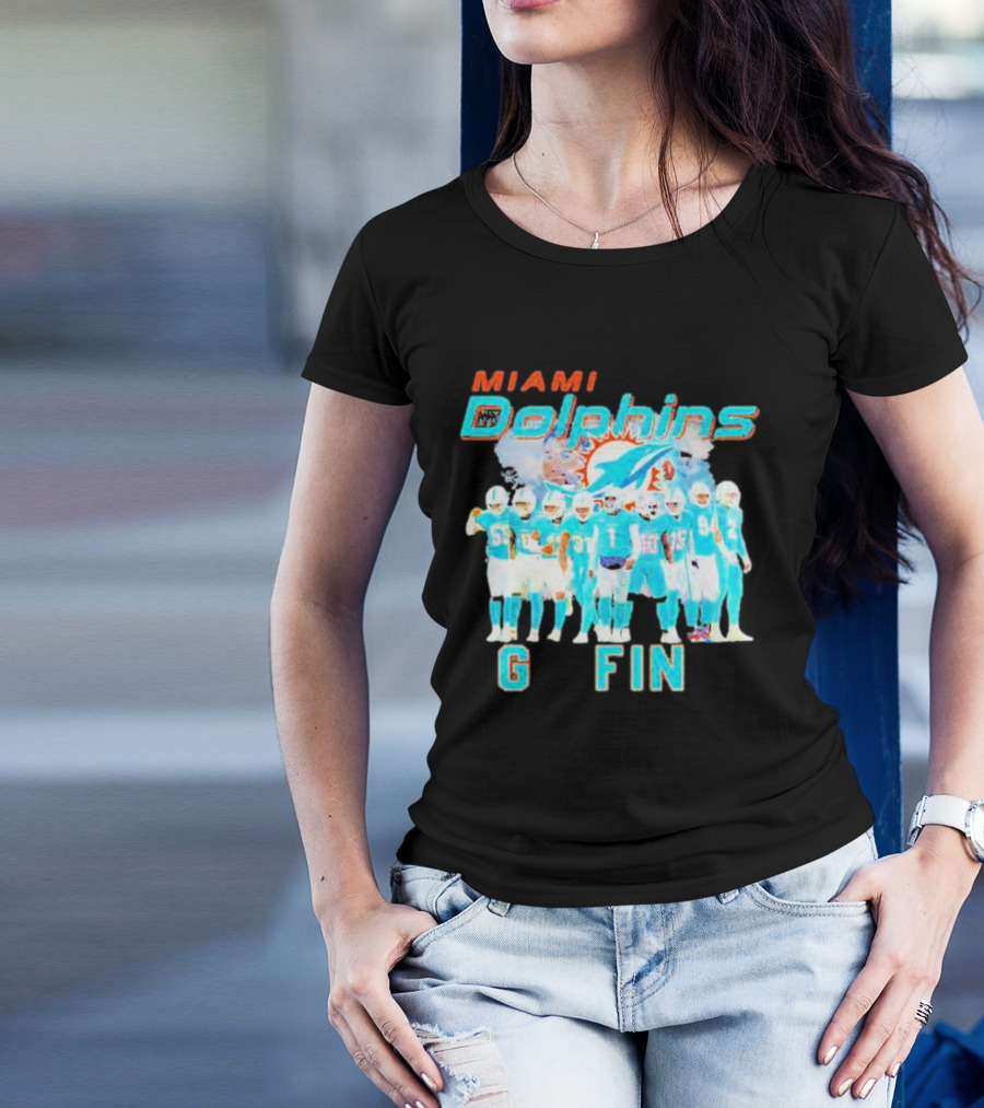 Miami Dolphins Go Fins Players Logo Team Spirit T-Shirt