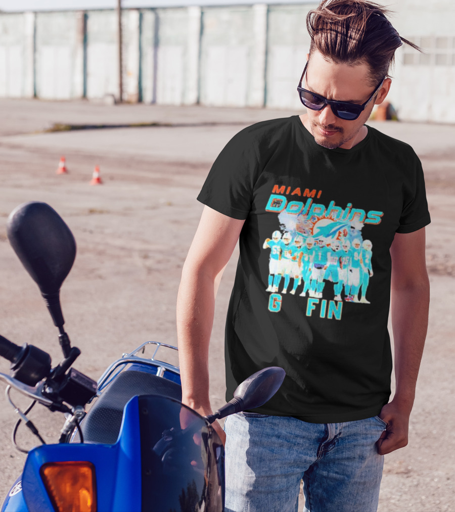 Miami Dolphins Go Fins Players Logo Team Spirit T-Shirt