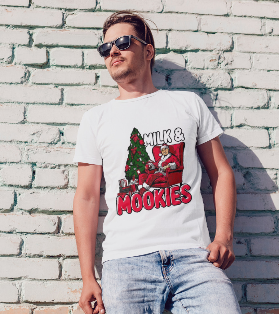 Milk And Mookies Santa By The Christmas Tree T-Shirt