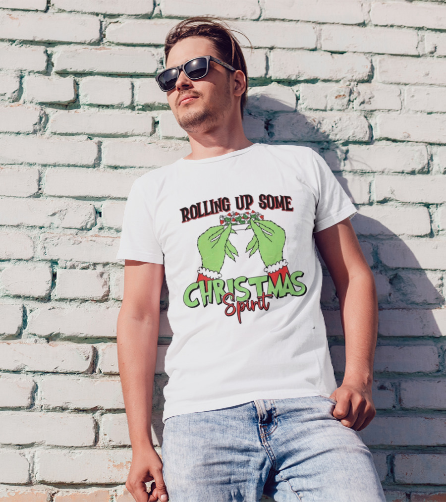 Rolling Up Some Christmas Spirit Grinch's Hands Festive Vibe T-Shirt