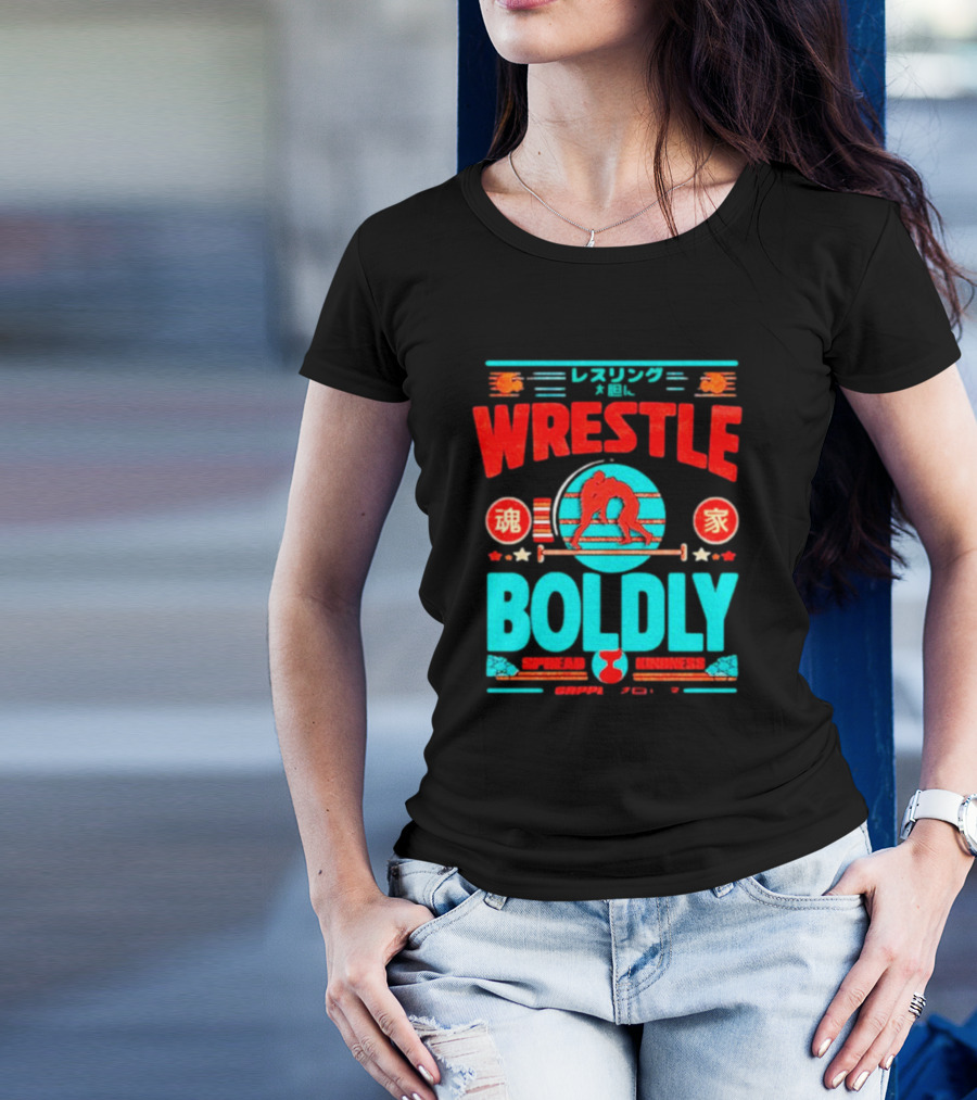 Wrestle Boldly Spread Kindness Wrestling Iconic Symbols T-Shirt