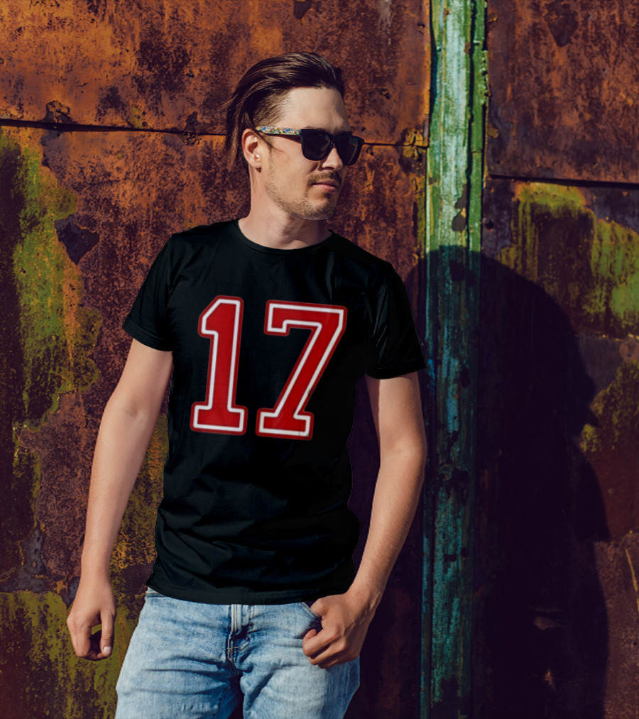 Tate Mcrae Exes Number 17 Red Bold Print T-Shirt