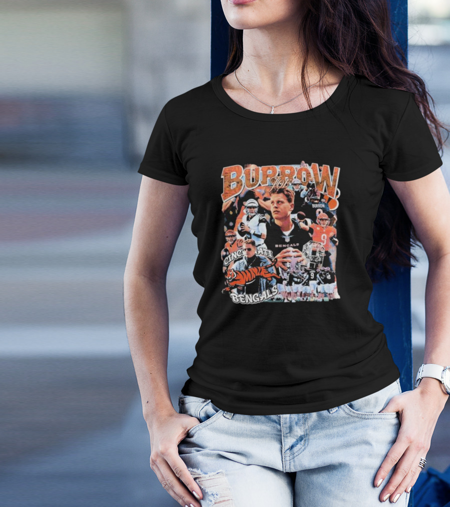 Joe Burrow Cincinnati Bengals Quarterback Collage Tiger Team Spirit T-Shirt