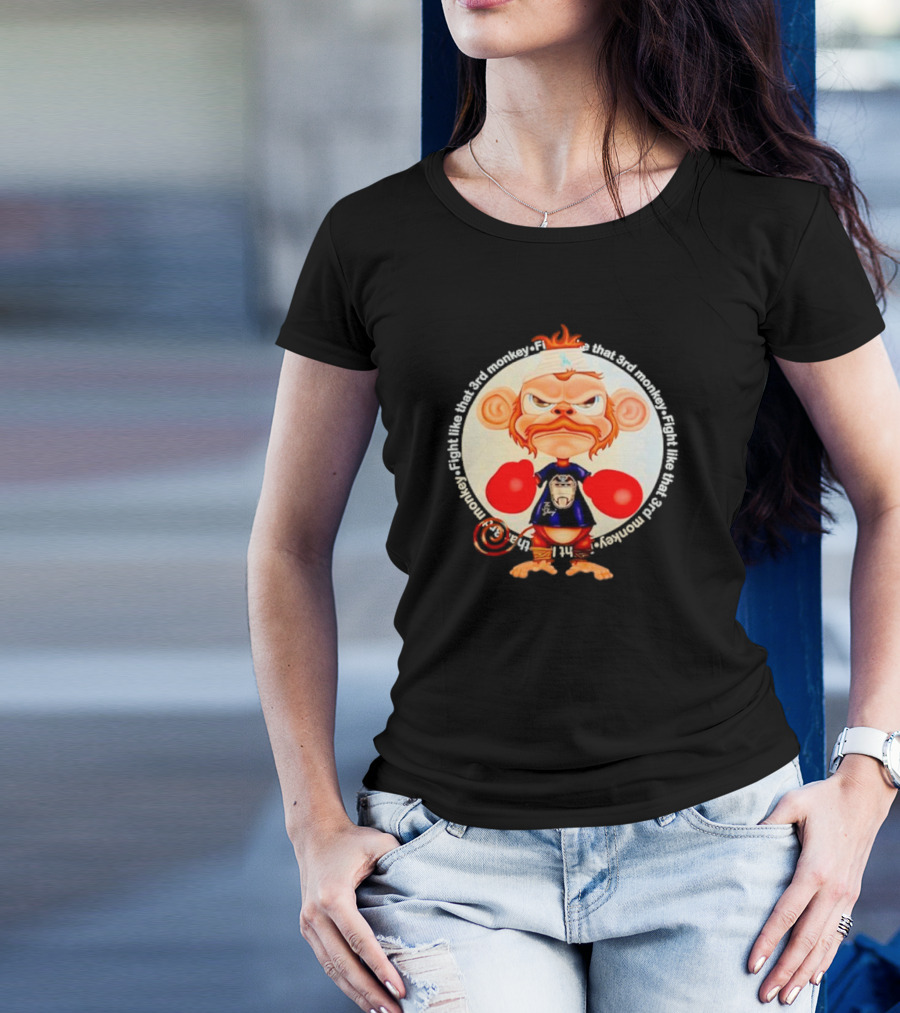 Fight Like That 3rd Monkey Angry Boxing Character With Red Gloves And Orange Hair T-Shirt