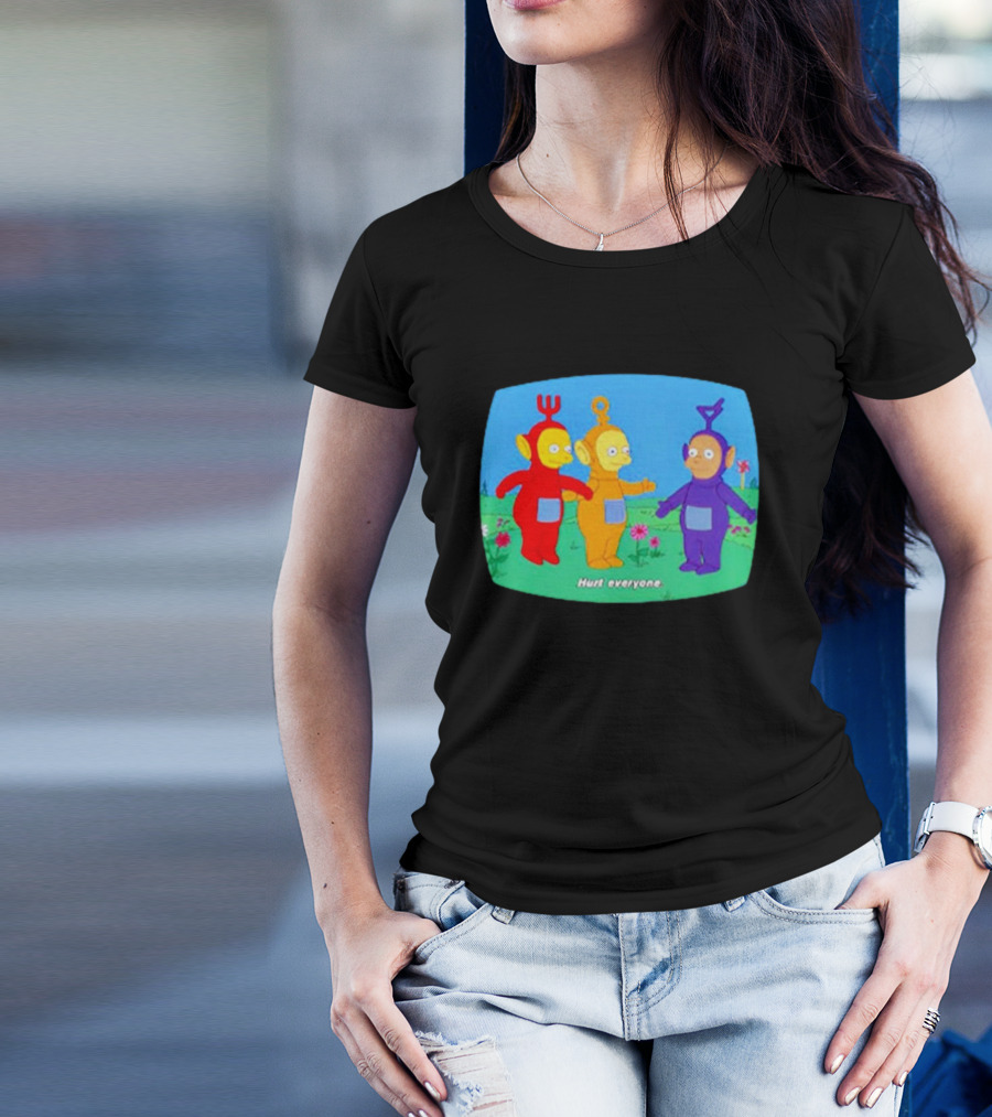 Teletubbies Meet The Simpsons Hurt Everyone Scene T-Shirt