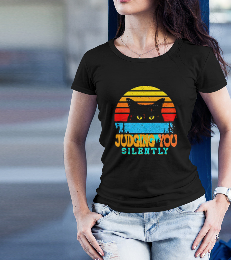 Judging You Silently Black Cat Vintage T-Shirt