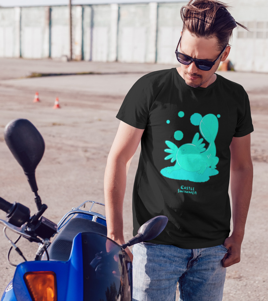 Castle Swimmer Glowing Axolotl Bubbles T-Shirt