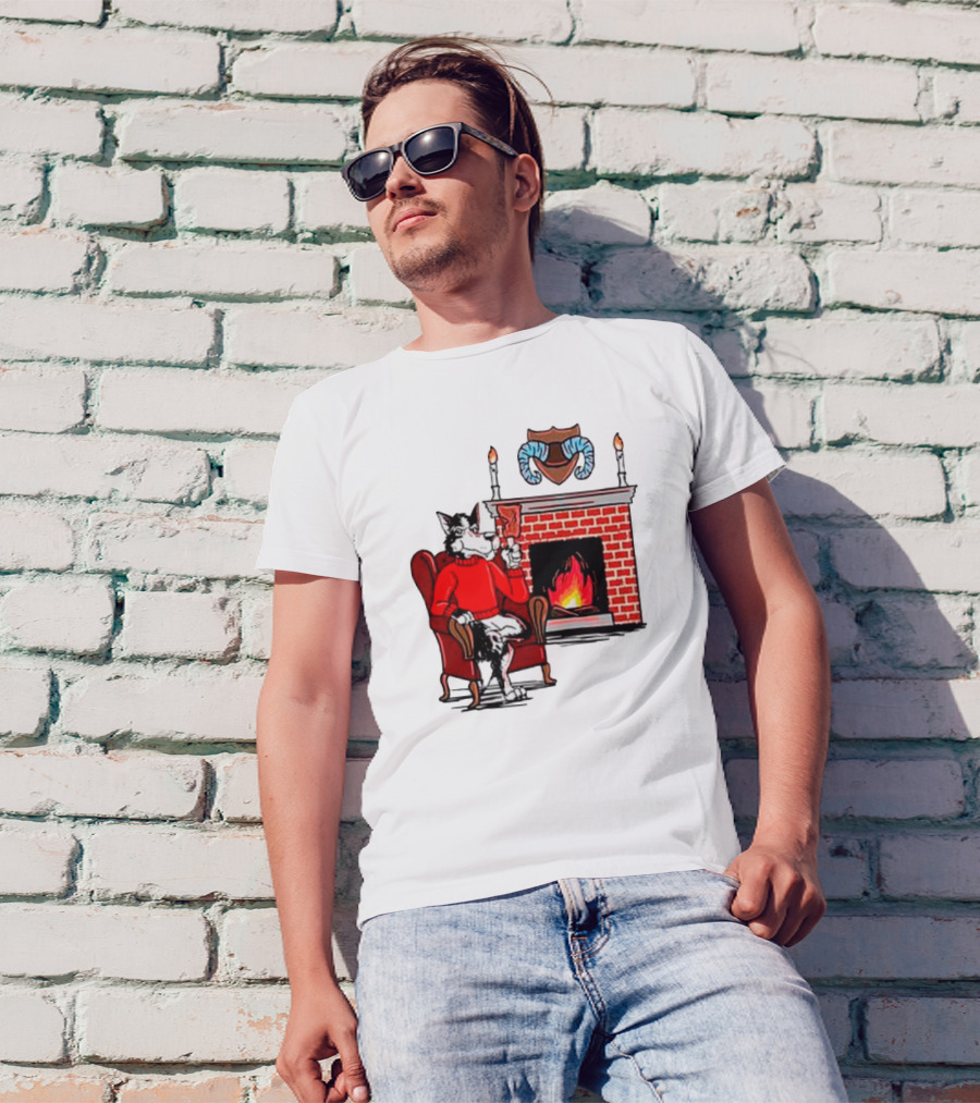 NC State Wolfpack Relaxing By Fireplace Victory Scene T-Shirt