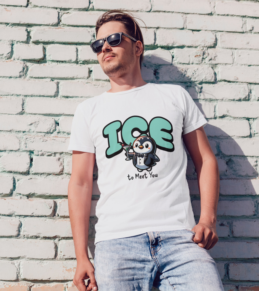 ICE To Meet You Penguin Martini Charm T-Shirt