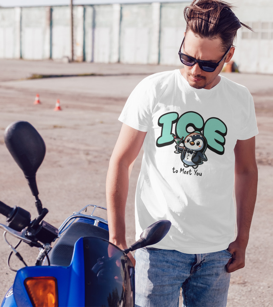 ICE To Meet You Penguin Martini Charm T-Shirt