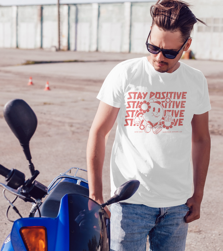 Stay Positive Cartoon Style By Sunnyside Apparel Co. Estd 1994 T-Shirt