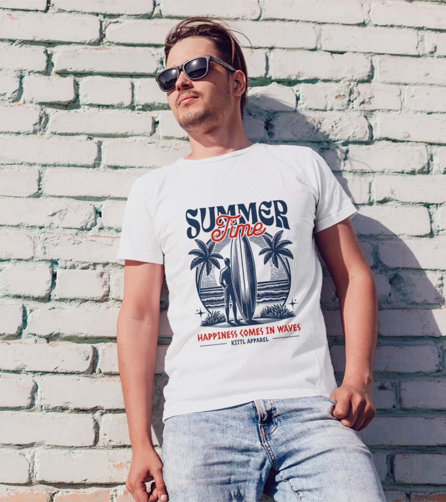 Summer Time Happiness Comes In Waves Kittl T-Shirt