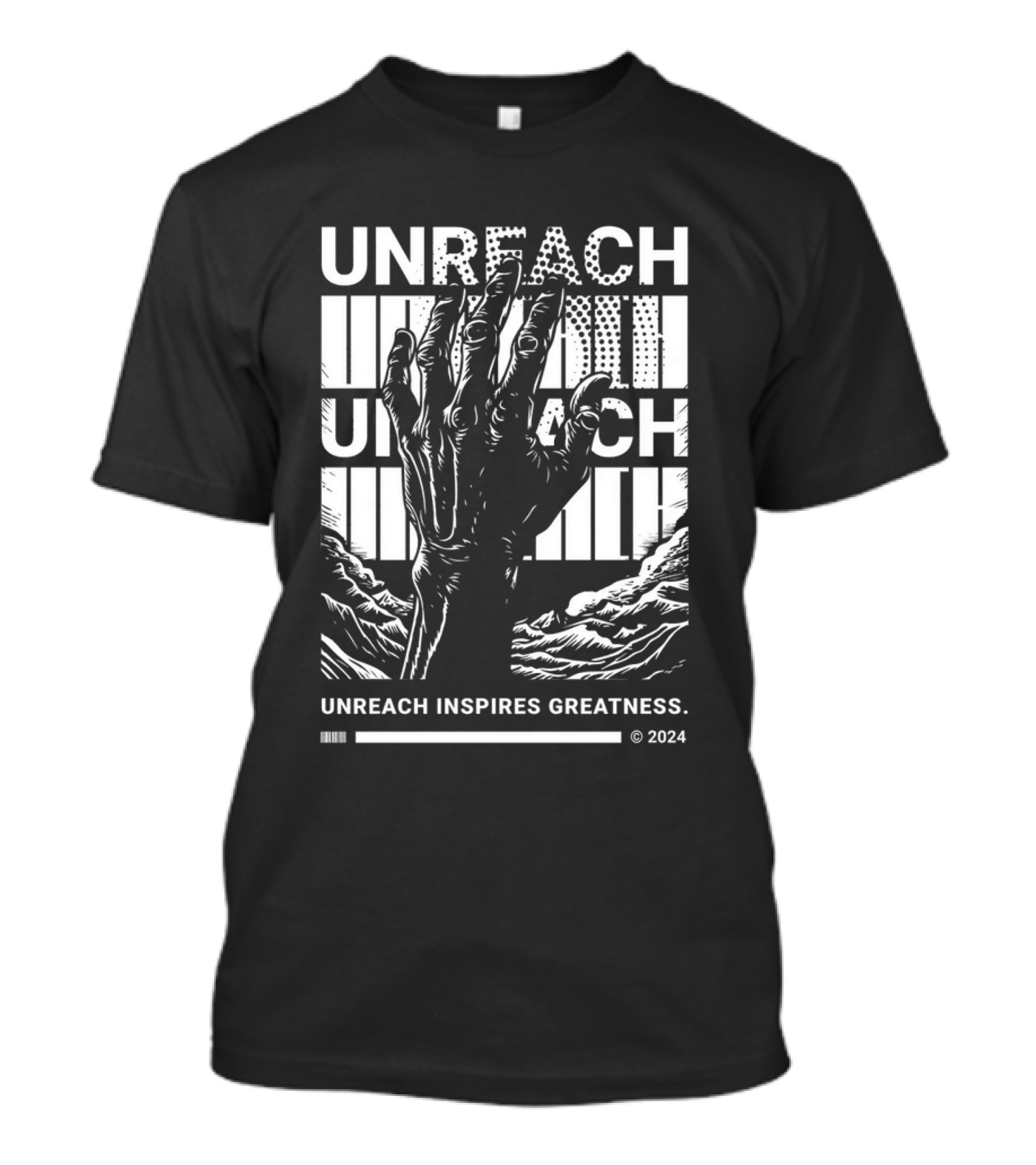 UNREACH Inspires Greatness 2024 Hand And Mountains T-Shirt