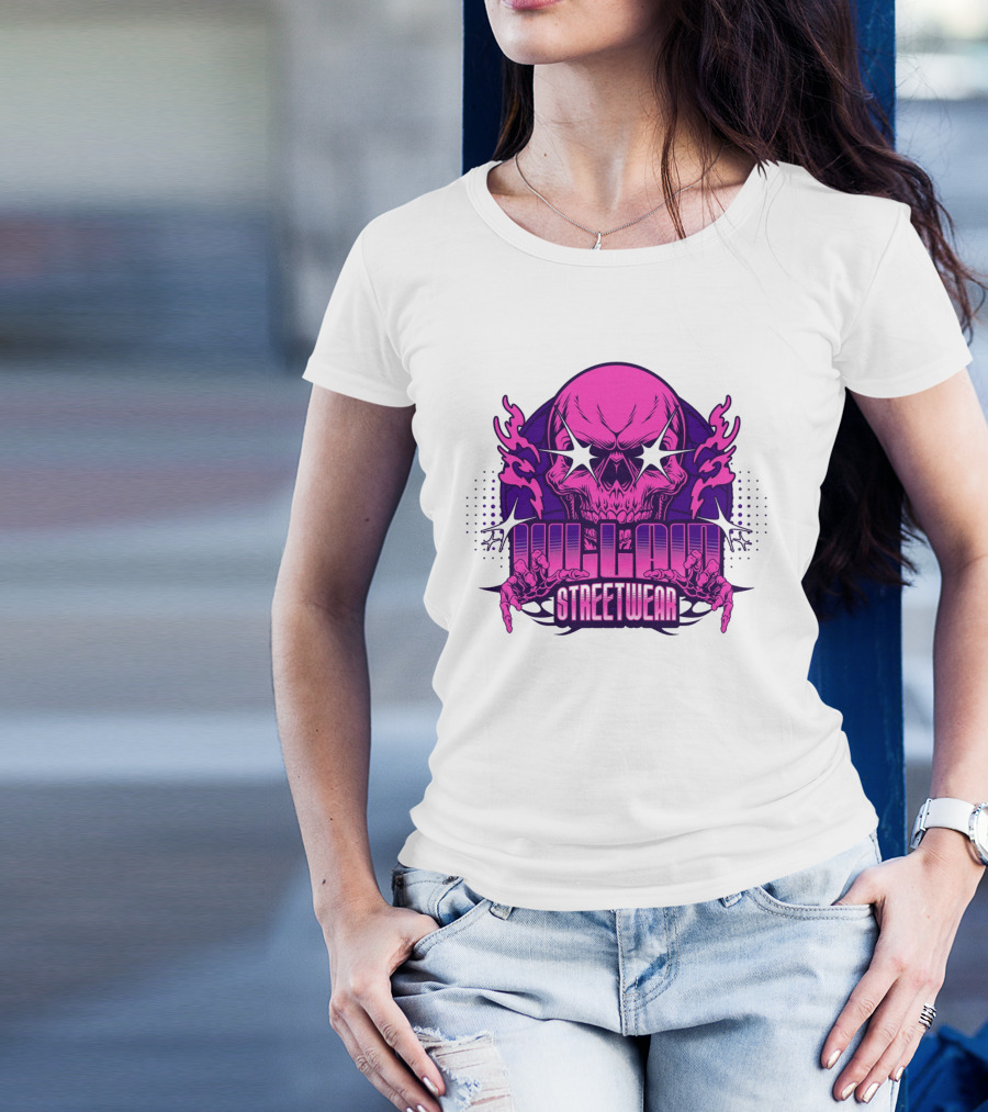 Villain Streetwear Skull Flames Urban Gothic Aesthetic T-Shirt