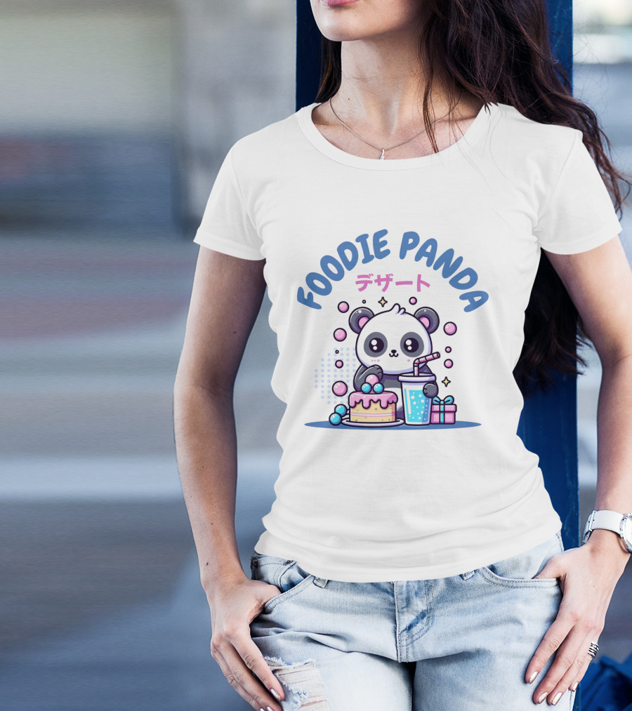 FOODIE PANDA デザート Cake Drink Gift Bubbles T-Shirt