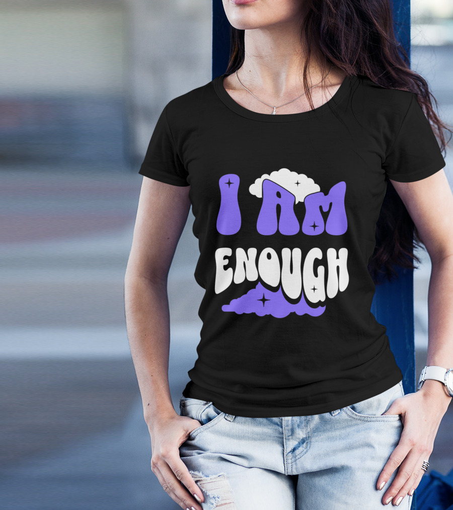 I Am Enough Groovy Cloud And Stars T-Shirt