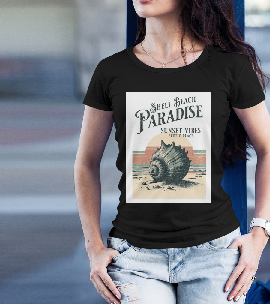 Shell Beach Paradise Sunset Vibes Exotic Place T-Shirt