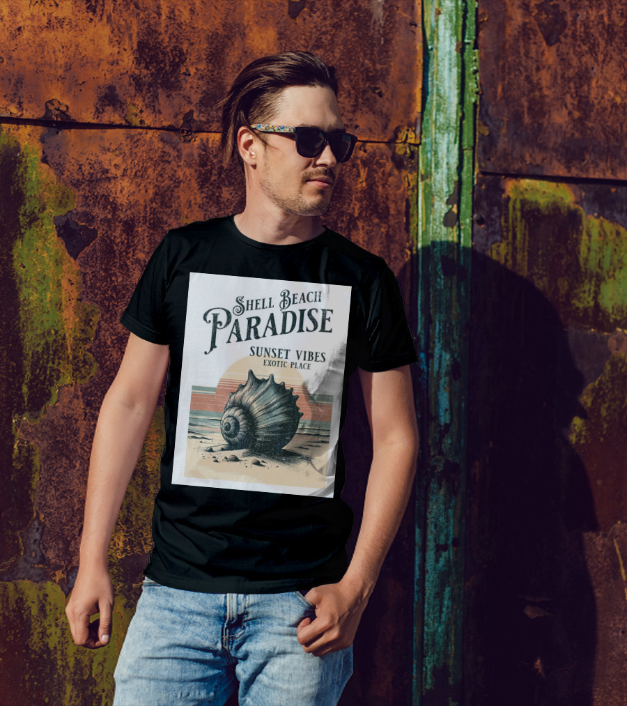 Shell Beach Paradise Sunset Vibes Exotic Place T-Shirt