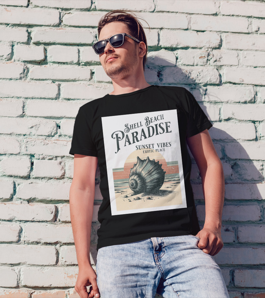 Shell Beach Paradise Sunset Vibes Exotic Place T-Shirt