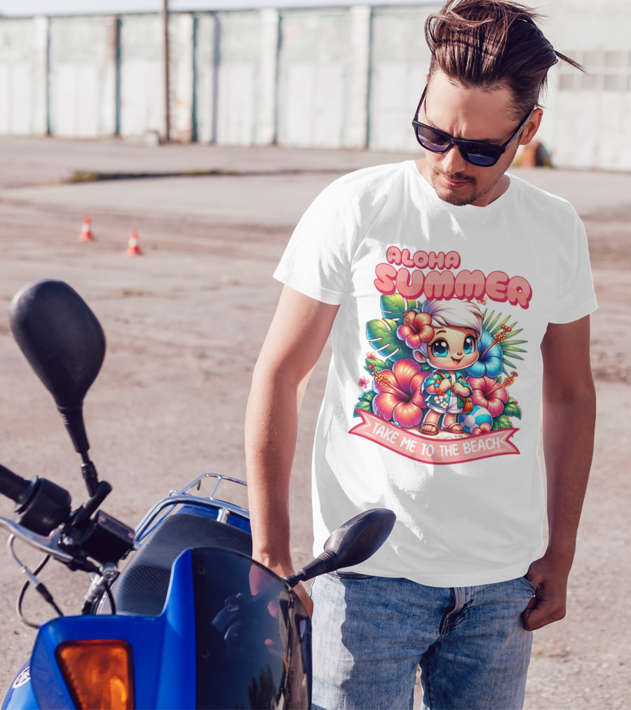 Aloha Summer Take Me To The Beach Hawaiian Tropical Cartoon T-Shirt
