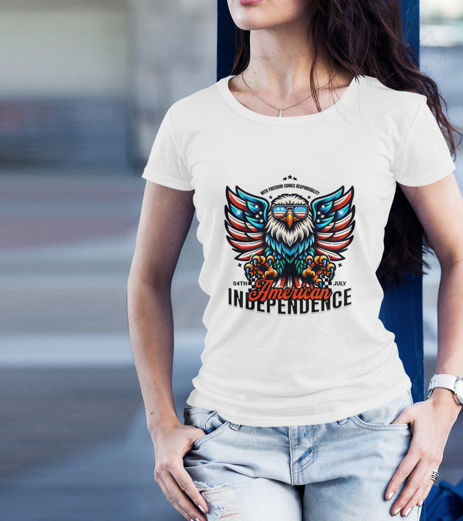 American Independence With Freedom Comes Responsibility 04th July T-Shirt