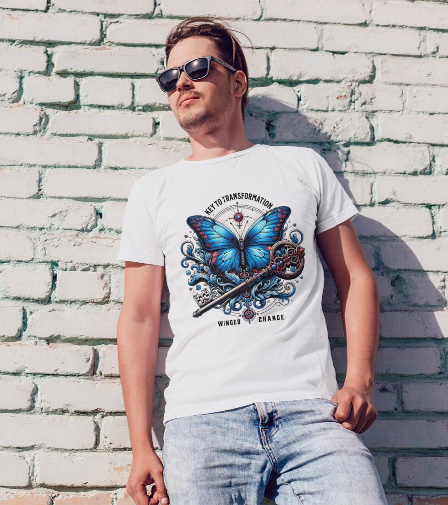 Key To Transformation Winged Change Butterfly And Key T-Shirt