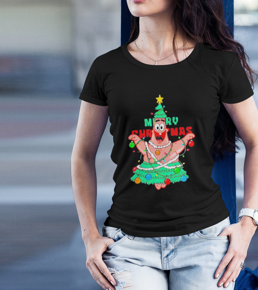 Patrick Star Merry Christmas Tree T-Shirt