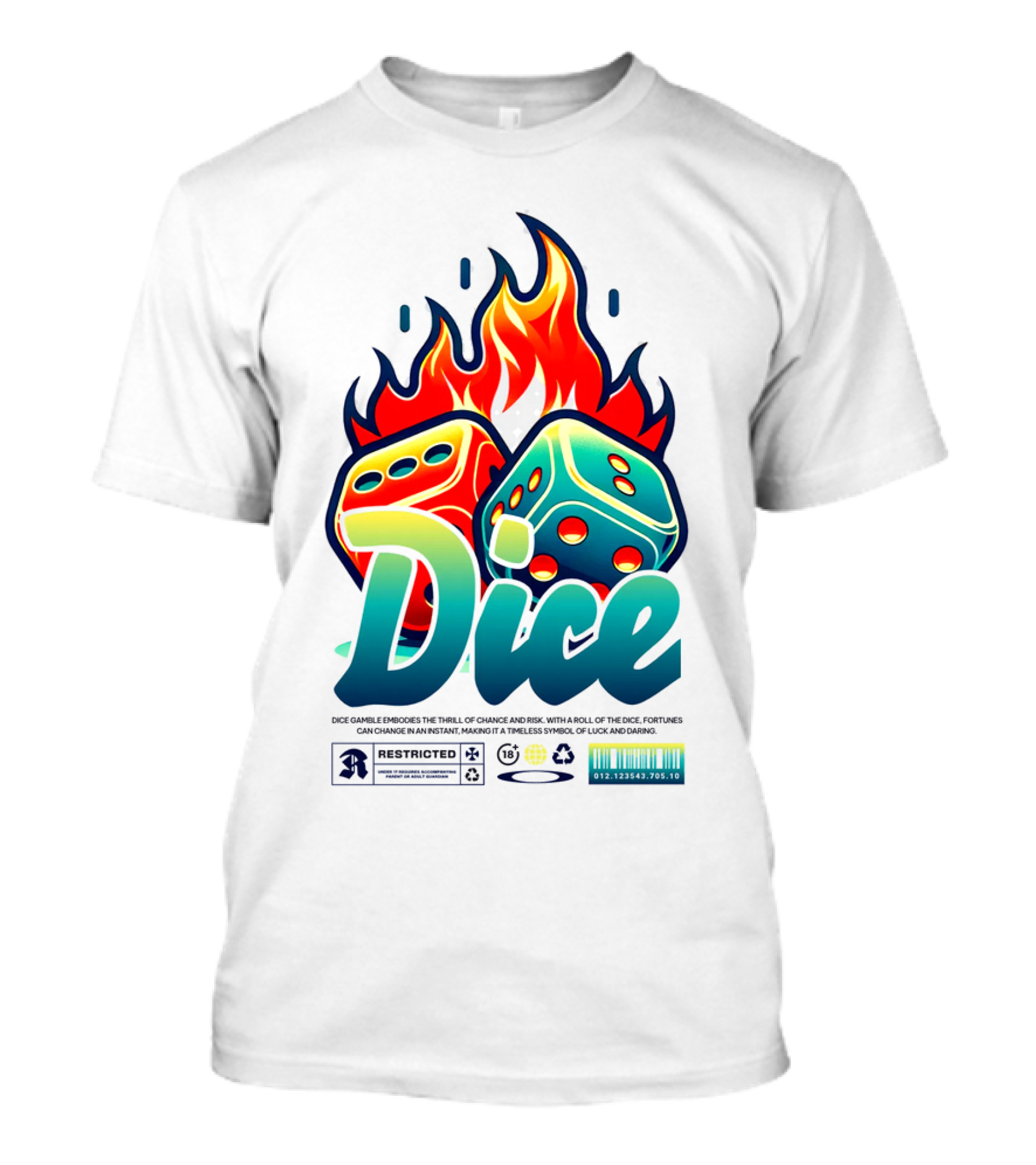 Dice Rolling Flames Exploding The Game Of Chance T-Shirt