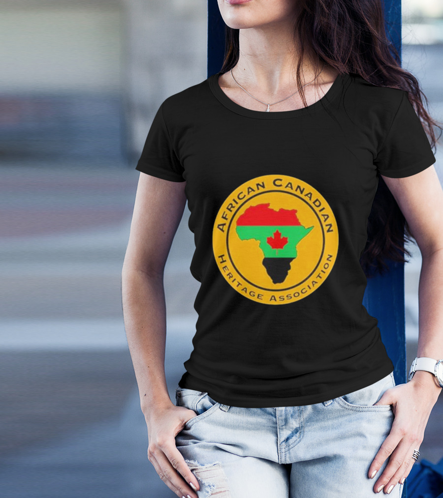 Papa Burgundy African Canadian Heritage Association African Map With Canadian Flag T-Shirt