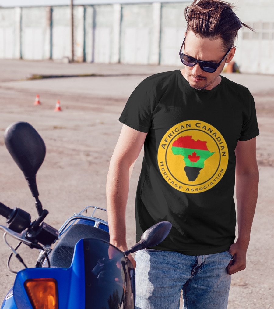 Papa Burgundy African Canadian Heritage Association African Map With Canadian Flag T-Shirt