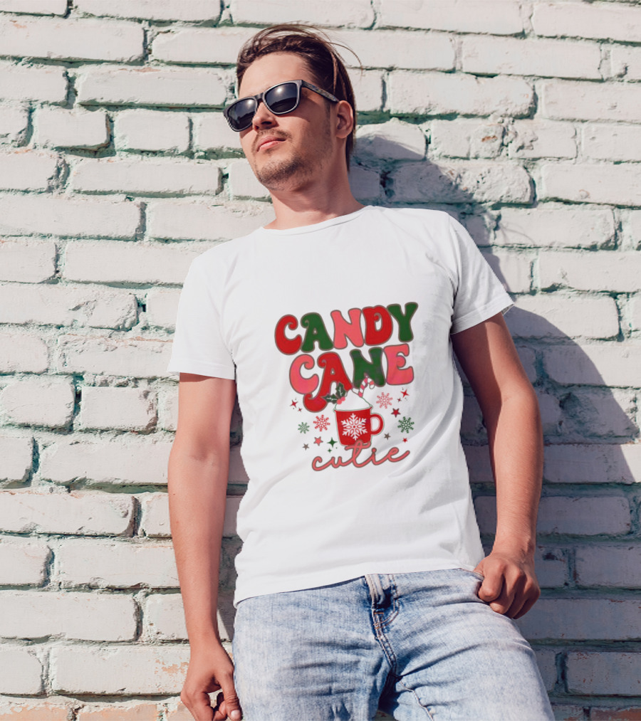 Candy Cane Cutie Mug Cocoa Holiday Oatmeal Natural T-Shirt