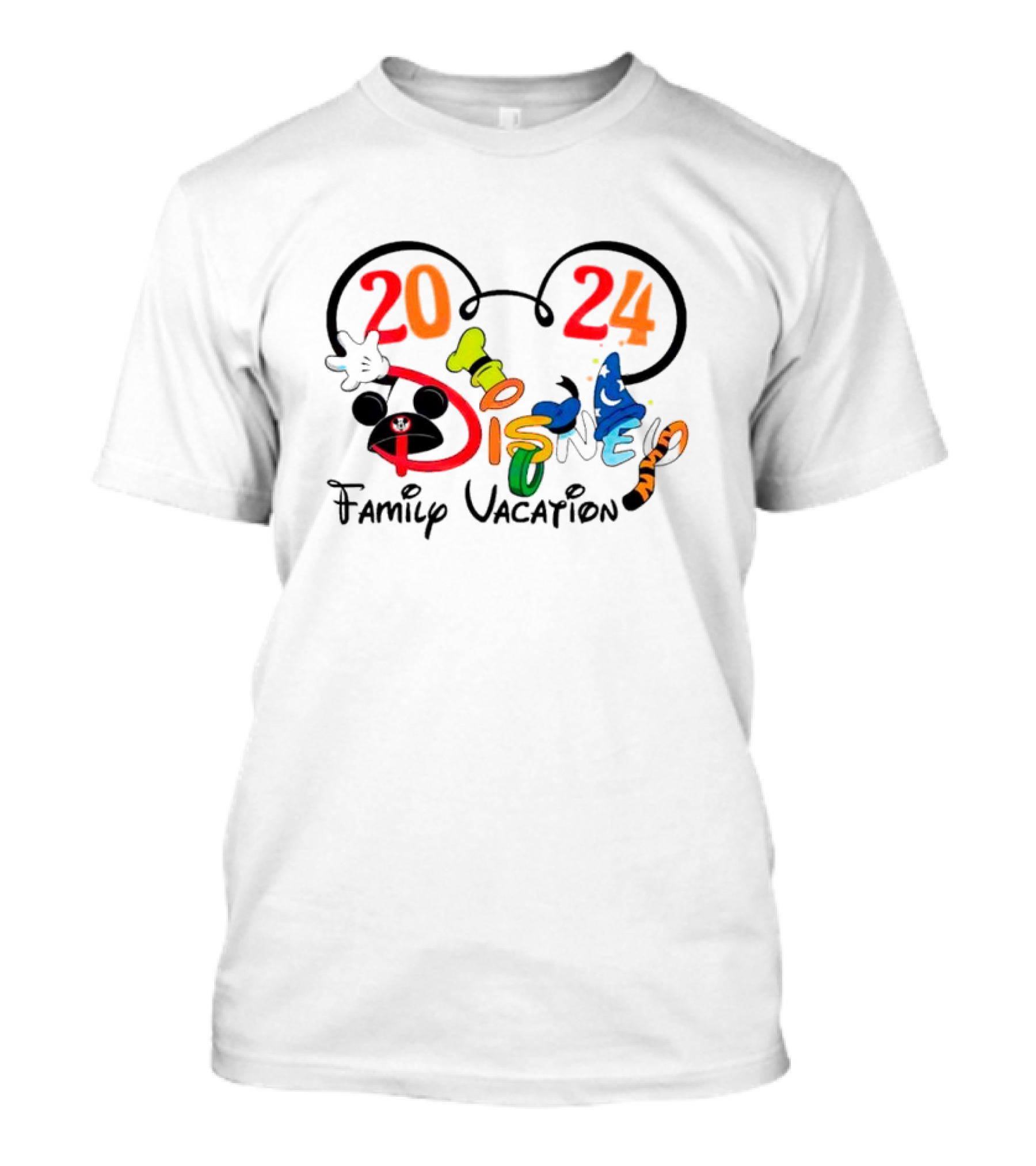 Disney Family Vacation 2024 Mickey Mouse Ears Colorful T-Shirt