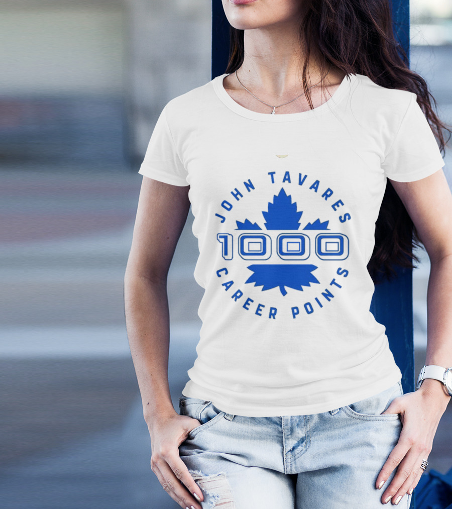 John Tavares 1000 Career Points Maple Leaf Achievement T-Shirt