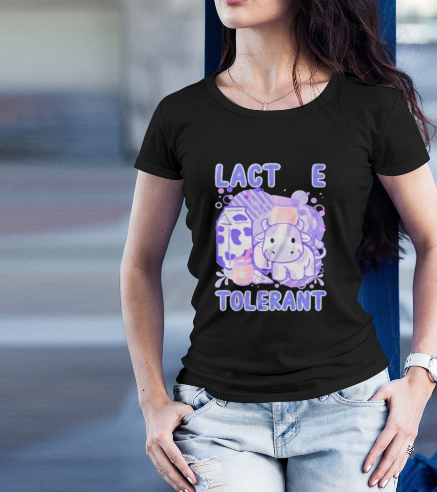 Lactose Intolerant Funny Milk Cow Cartoon T-Shirt