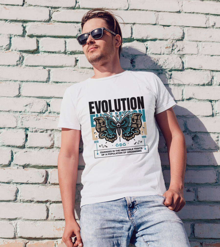 Evolution Butterfly Changes In Heritable Traits ESTD 1999 T-Shirt