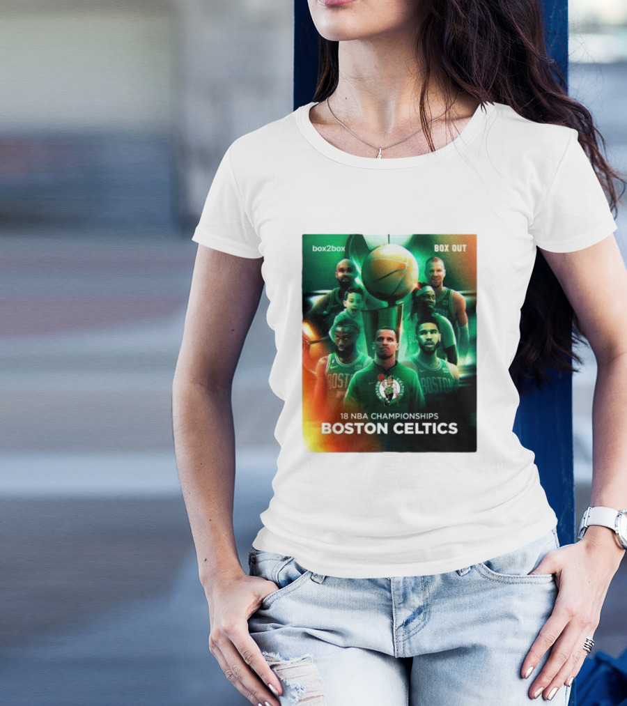 Box2Box Box Out 18 NBA Championships Boston Celtics T-Shirt